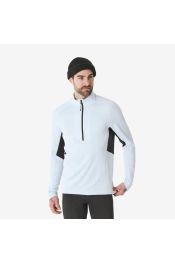 Thermoshirt 500 halve rits voor heren lichtblauw en grijs